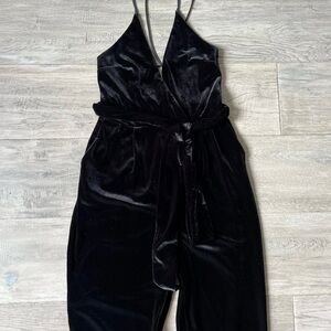 Express Black Velvet Halter Jumpsuit